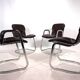Set of four Cidue leather chrome cantilever chairs by Willy Rizzo, 1970