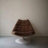 chauffeuse tulipe pivotant en tissu beige Artifort, design 1970