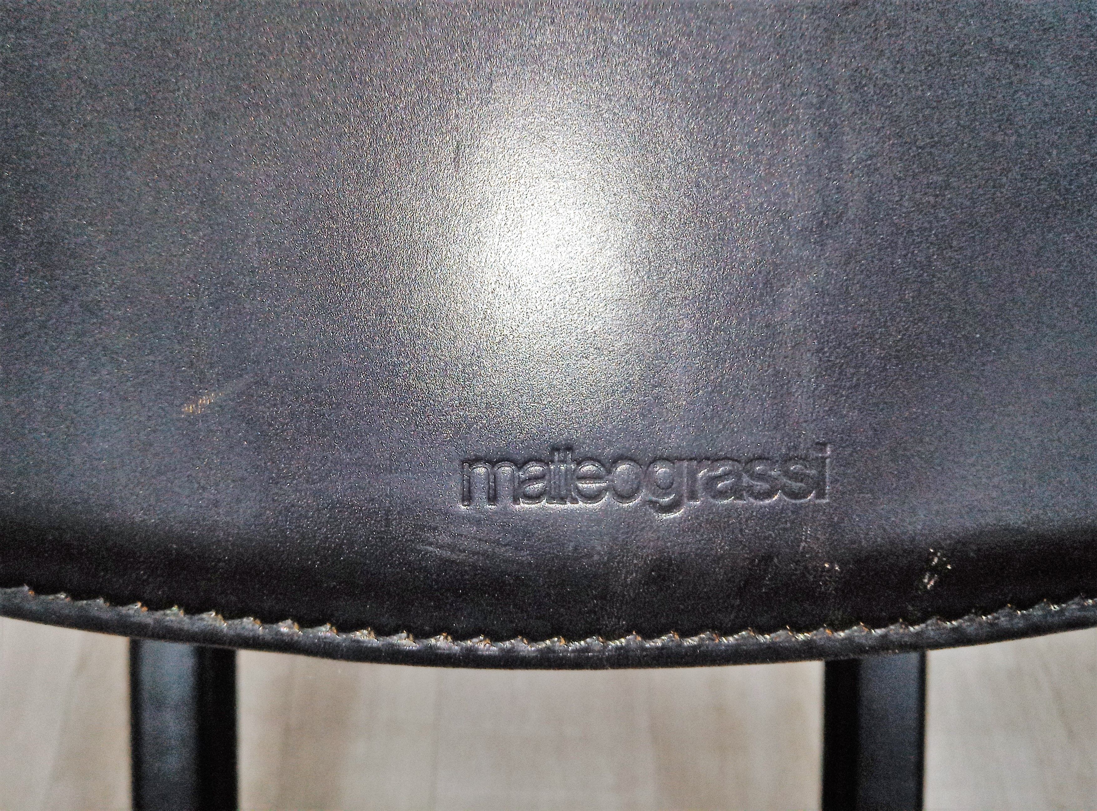 Black leather coral chairs by Matteo Grassi