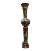 Large ceramic vase on a column, 1.49 meters tall, circa 1900, in its original condition.