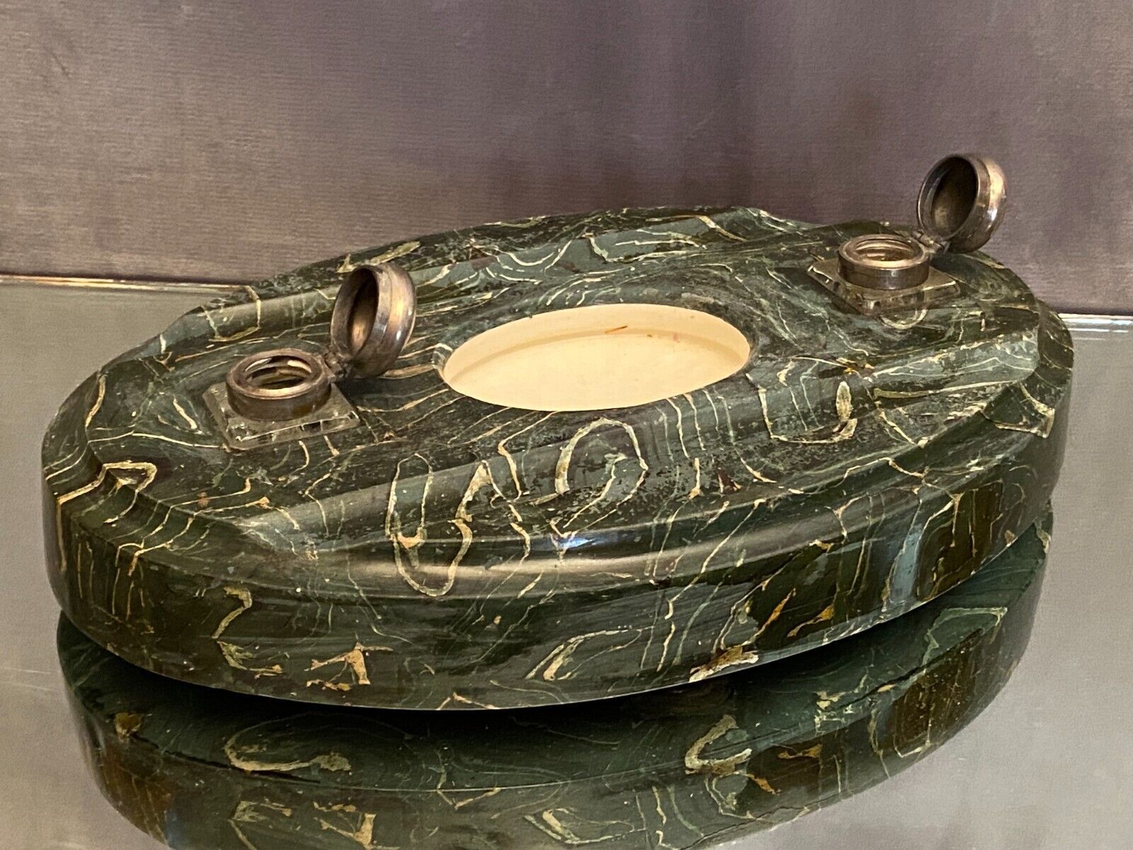 Large office inkwell in ceramic and / or marble late nineteenth early twentieth 6 kg