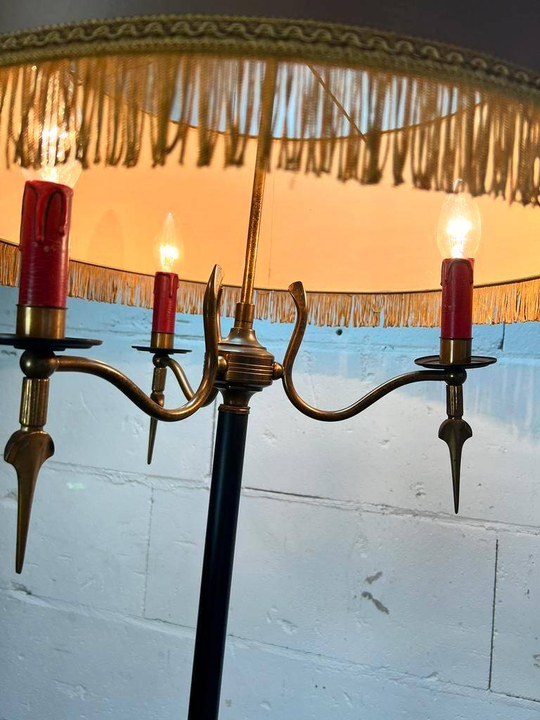 Vintage "gold" floor lamp with fringes b 55 h 160