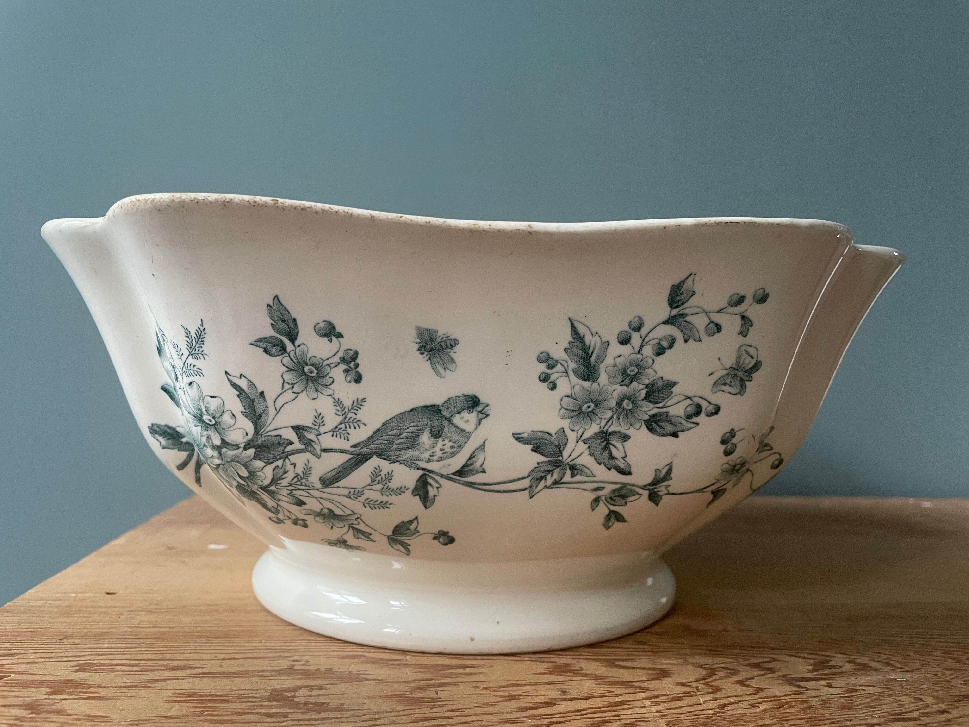 Nineteenth century earthenware bowl from Longwy, Mignon model
