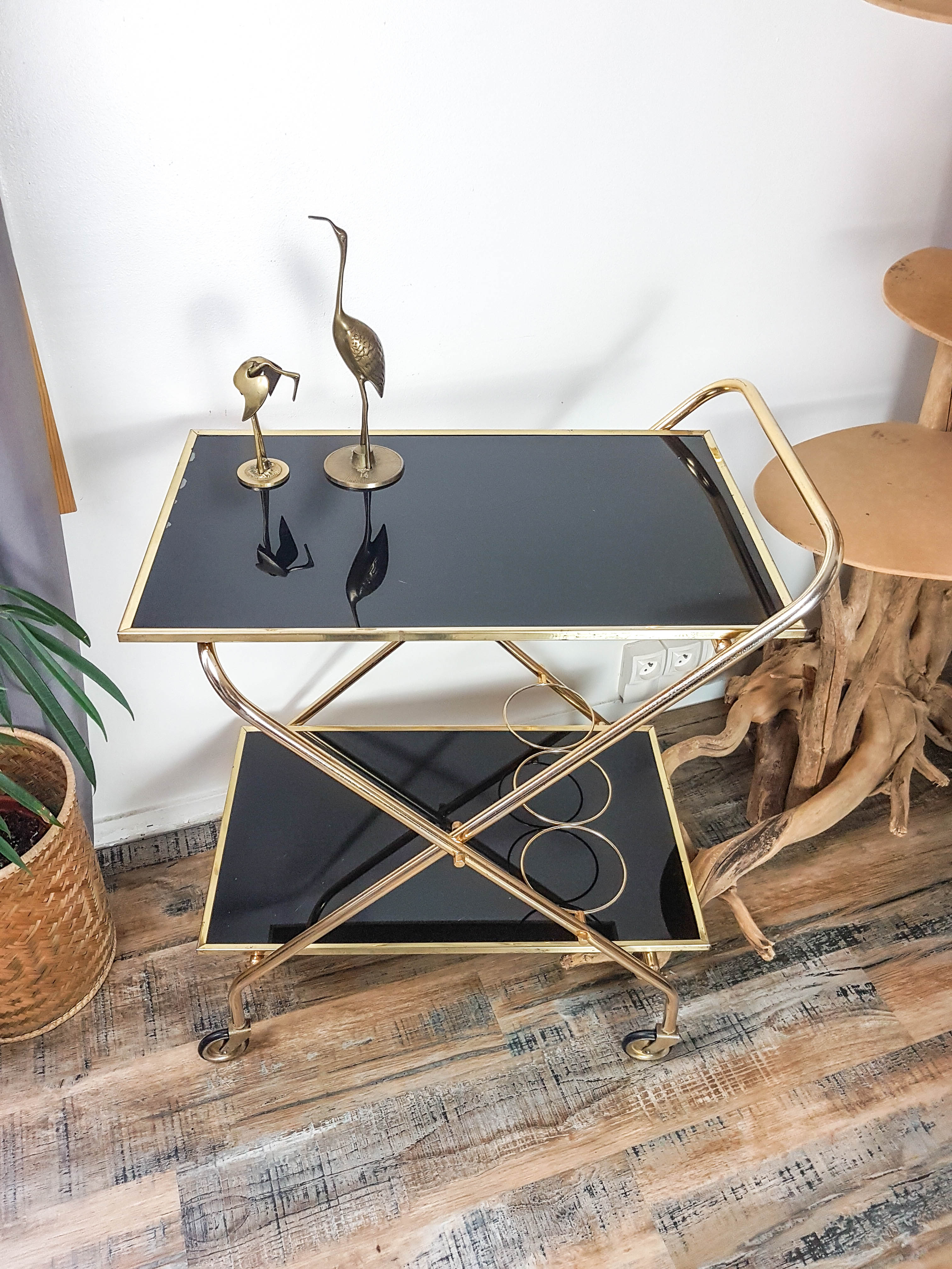 Vintage dessert glass and brass year 70