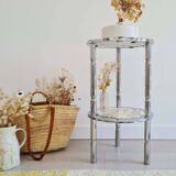 Marble and chrome side table, Italy 1970s