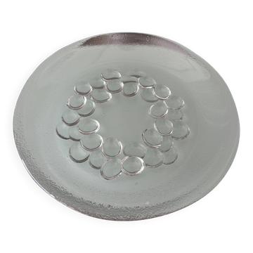 Vintage Pressed Glass Serving Plate – Bubble Wreath Design