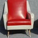 50s chairs in white and red skai, set of 2