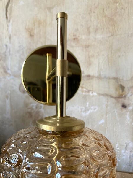 Brass and striated glass wall lamp