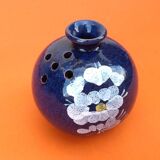 Flower spike ball vase glazed ceramic with floral decoration