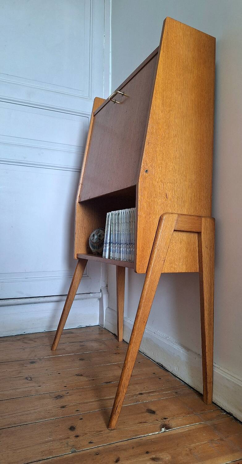 Secrétaire vintage, meuble bureau, bar ancien