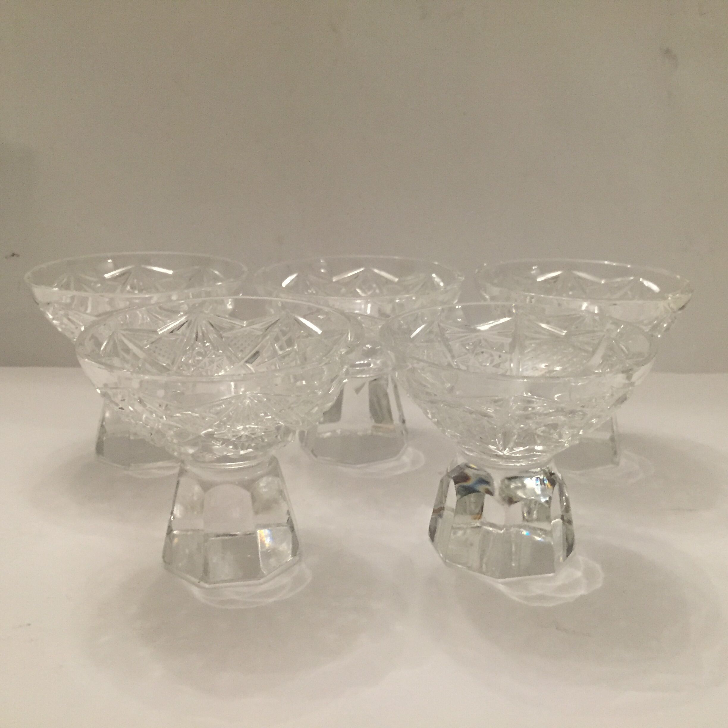 5 alcohol cut crystal glass set