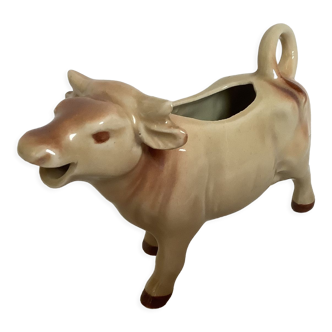 Crémier pot à lait zoomorphe forme de vache beige marron