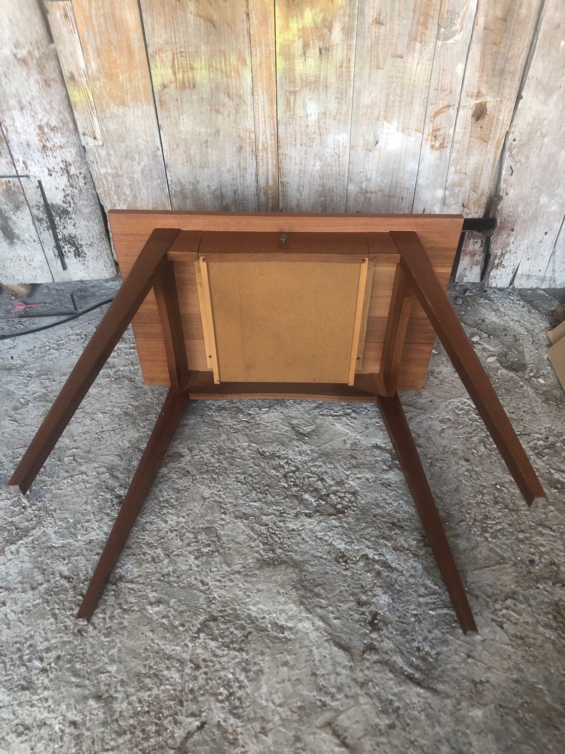 Old scandinavian wooden desk compass feet + drawer 70s vintage