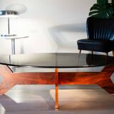 Scandinavian coffee table, rosewood and smoked glass, 1960
