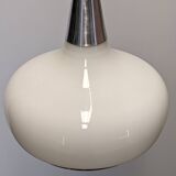 Water drop pendant light Space age in white opaline, France circa 1970.