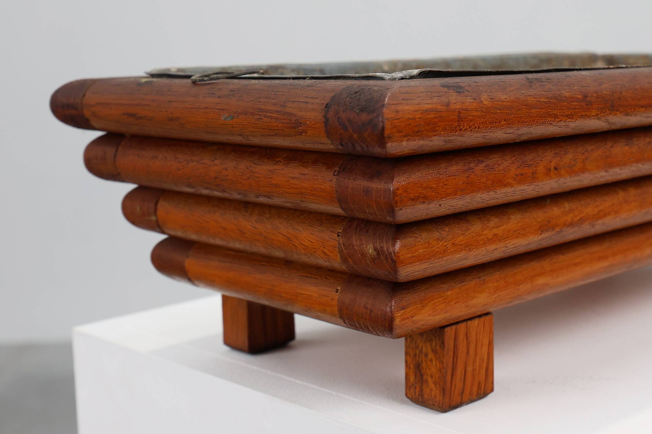 Rectangular Art Deco planter in wood, France 1920