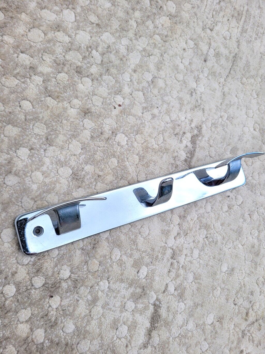 Vintage chrome wall coat rack with 3 hooks
