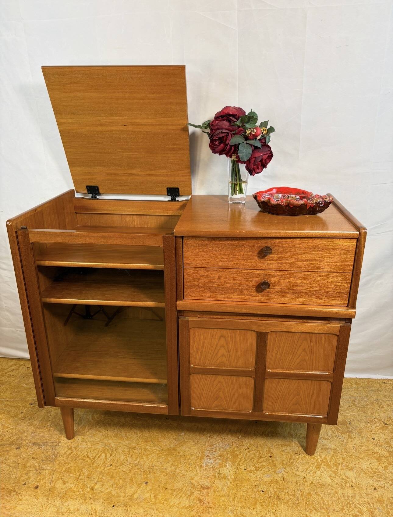 Mid Century Retro Teak Music Cabinet by Nathan Circa 1960 Record cabinet