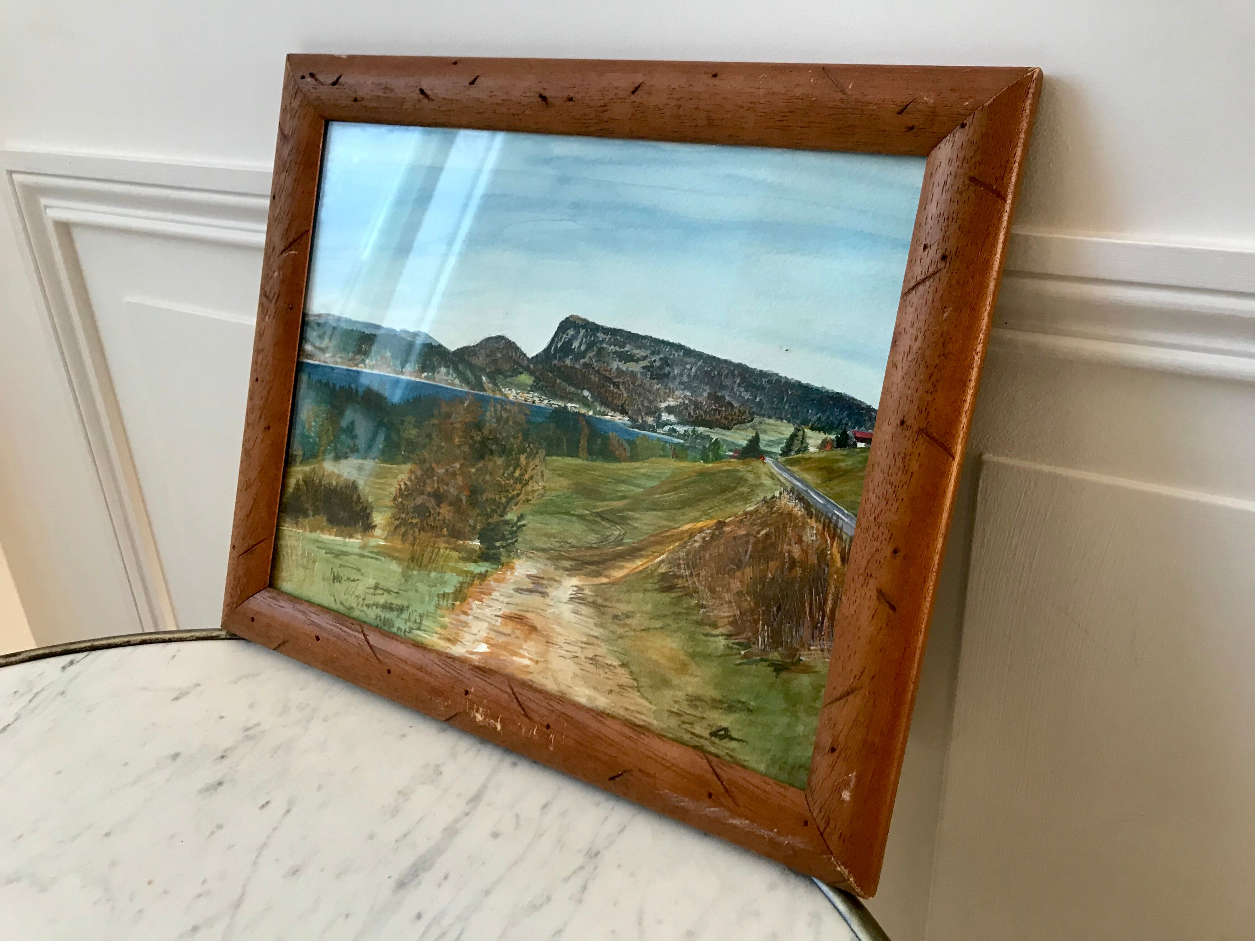 Tableau aquarelle paysage vintage