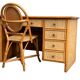 Vintage rattan and woven wicker desk 1970