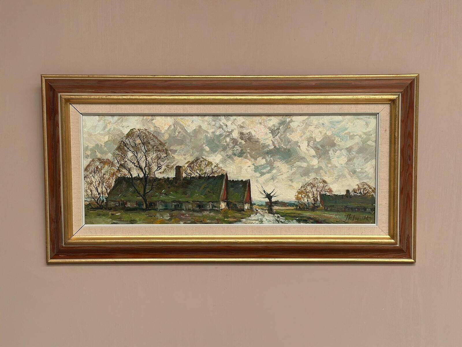 Huile sur toile scandinave – « Campagne » par Holmult