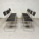 Set of 8 Italian Chairs in leather and steel, 1970