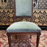 Set of 6 Louis XVI style chairs in green velvet