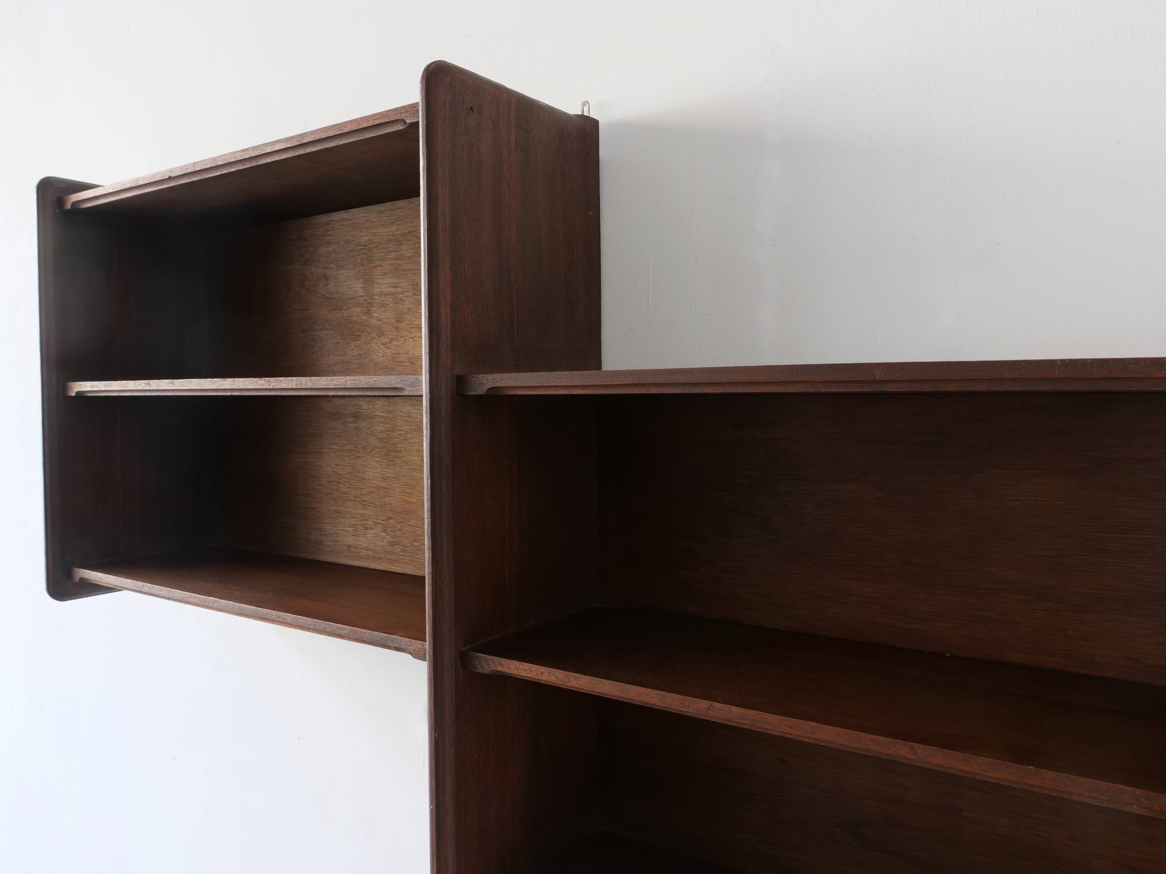 Art deco wall shelf in solid wood