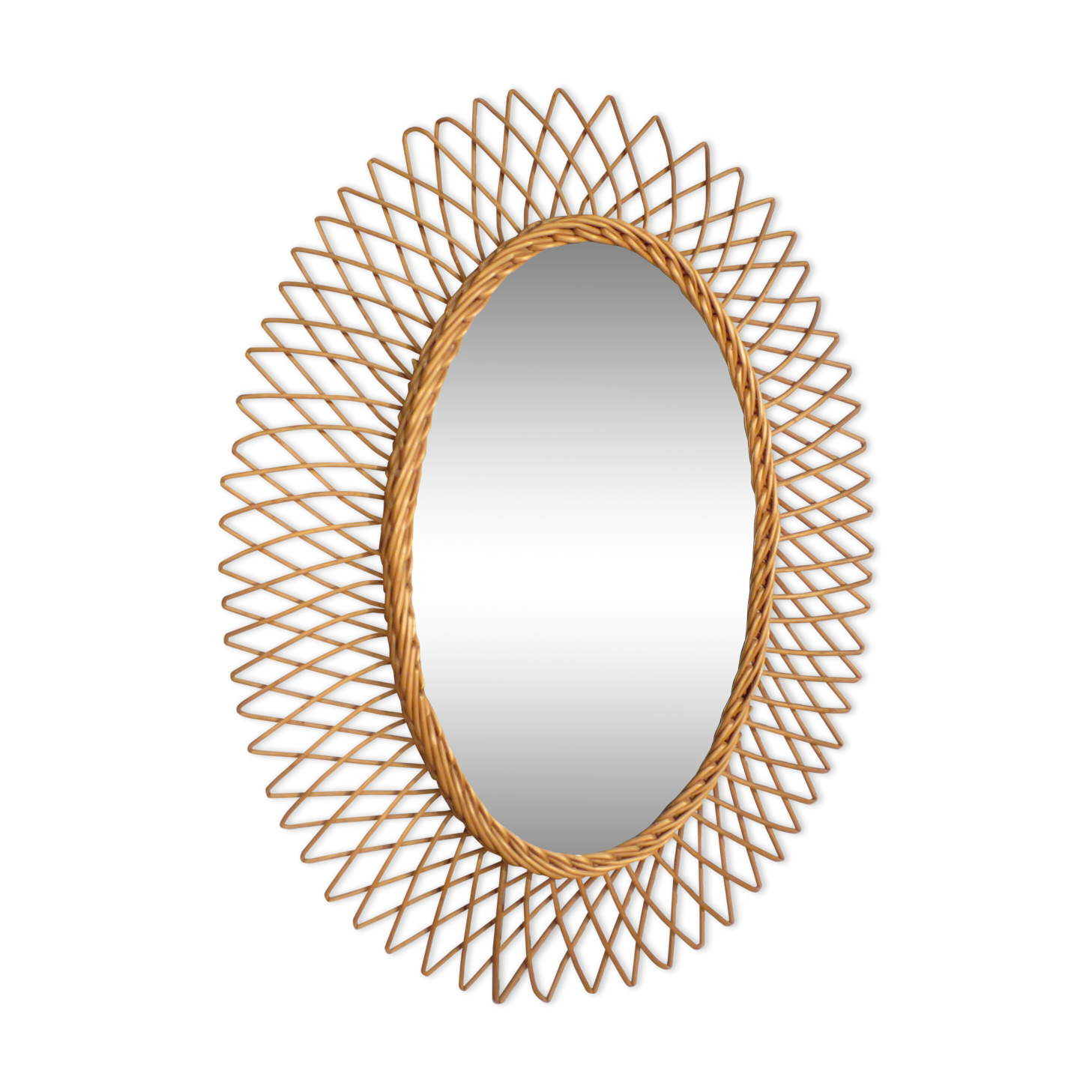 Rattan oval mirror 47x61cm