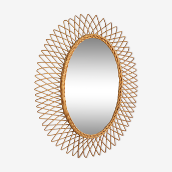 Miroir ovale en rotin 47x61cm