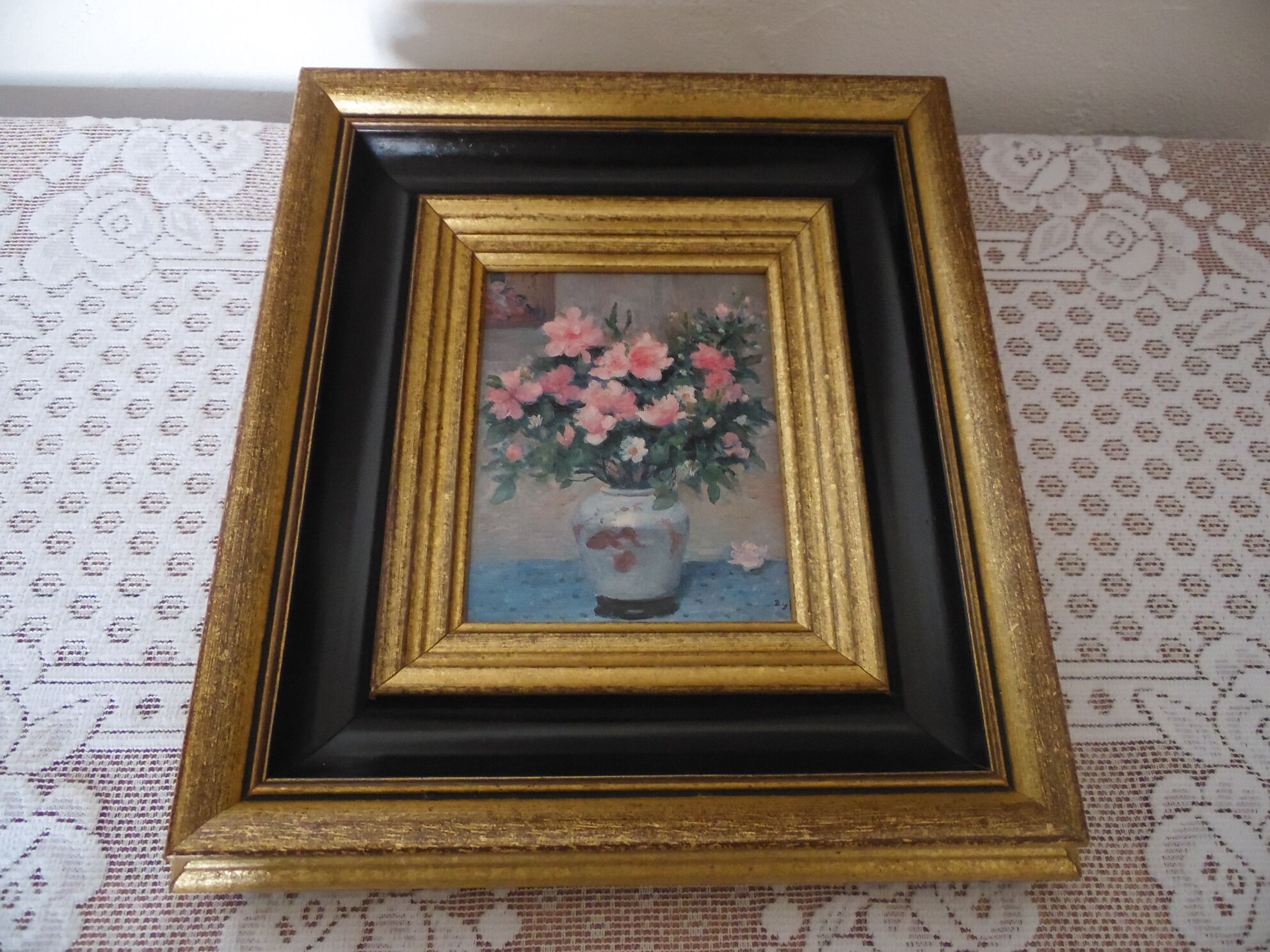 Oil on wood bouquet of flowers signed Dyf