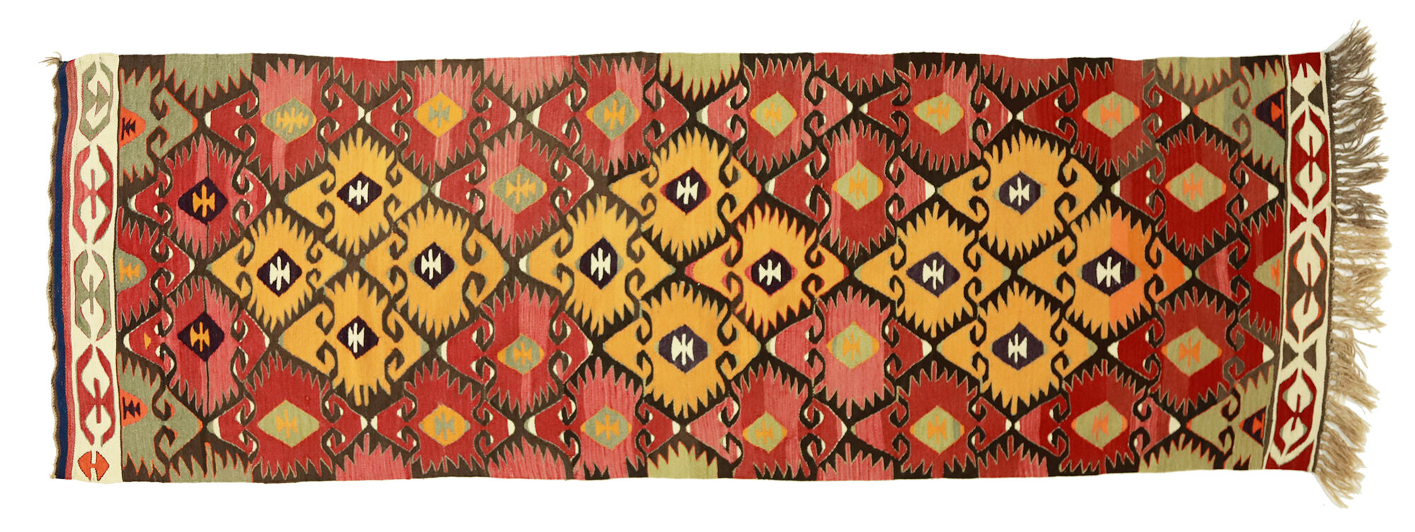 Anatolian handmade kilim rug 271 cm x 90 cm