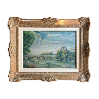 Double-sided oil "The Seine, the Royal Bridge" / "Field on the edge of wood"