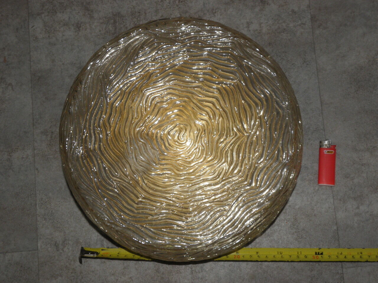 Plafonnier effet glacé en verre ambré