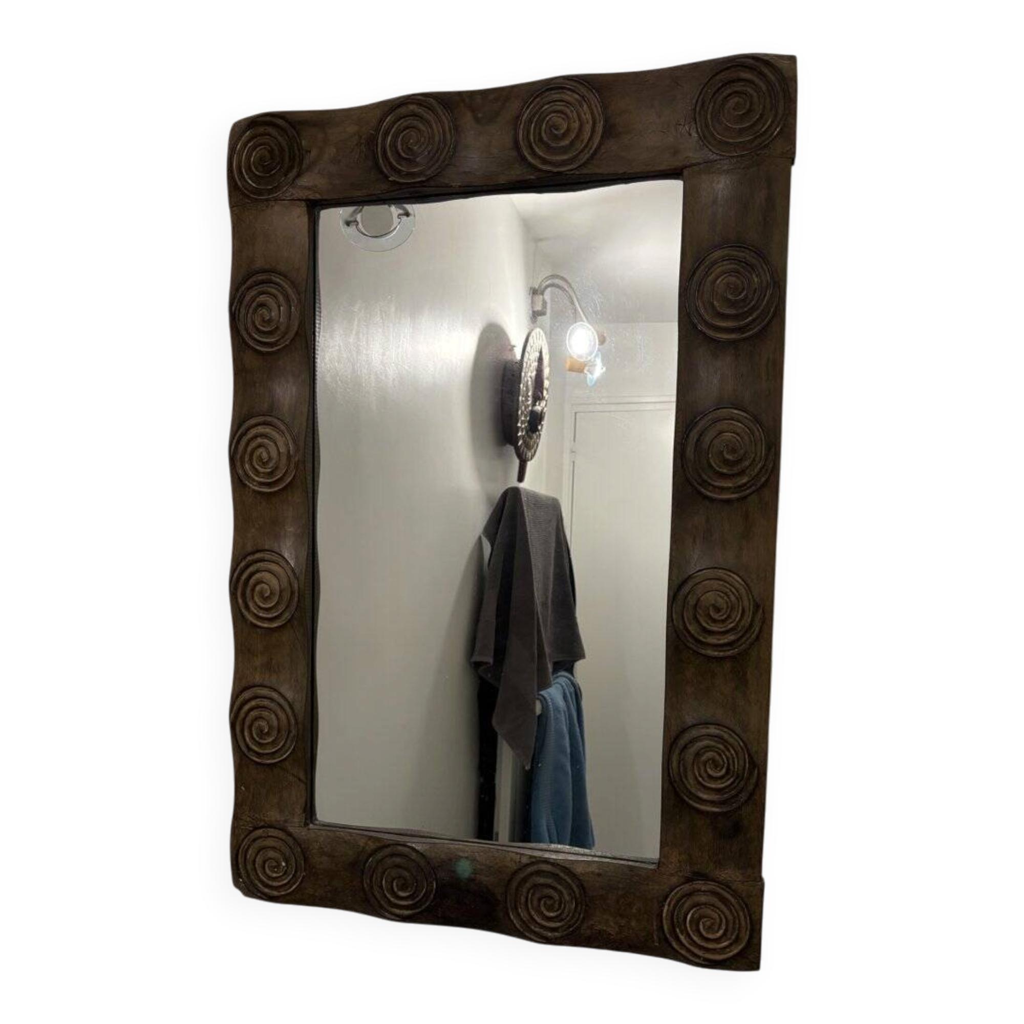 Wall mirror in carved wood (spiral patterns)