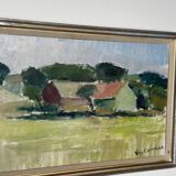Swedish Oil on Canvas – “Farm, Grevie” by Helge Cardell