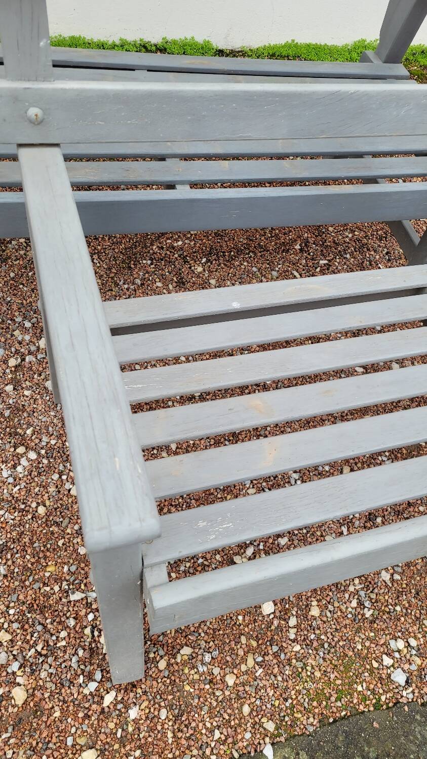 Pair of old wooden park garden benches