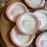 Set of 6 vintage plates in the shape of pink and gray fish - Nidervillier