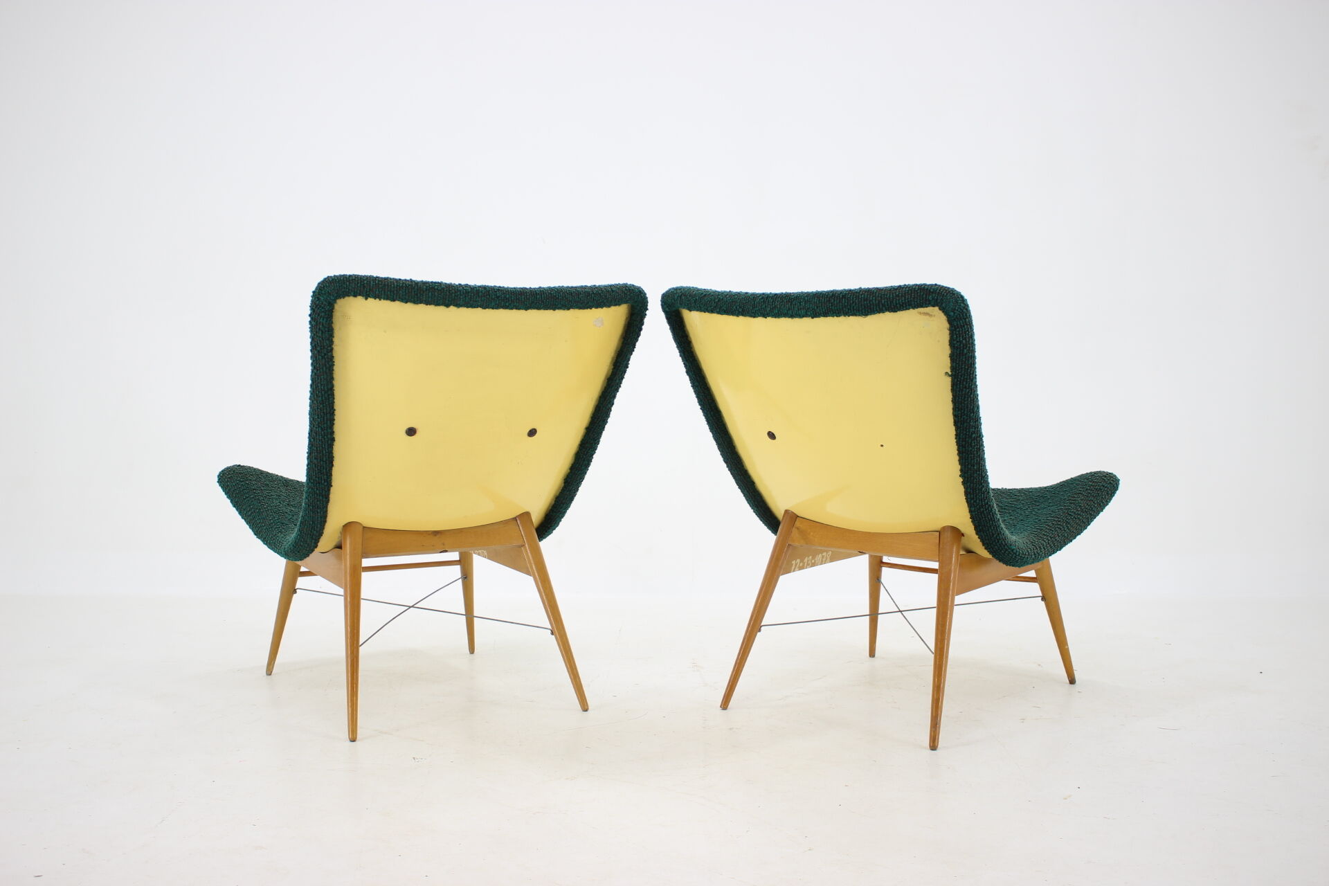 1960s Pair of Miroslav Navratil Shell Lounge Chairs, Czechoslovakia