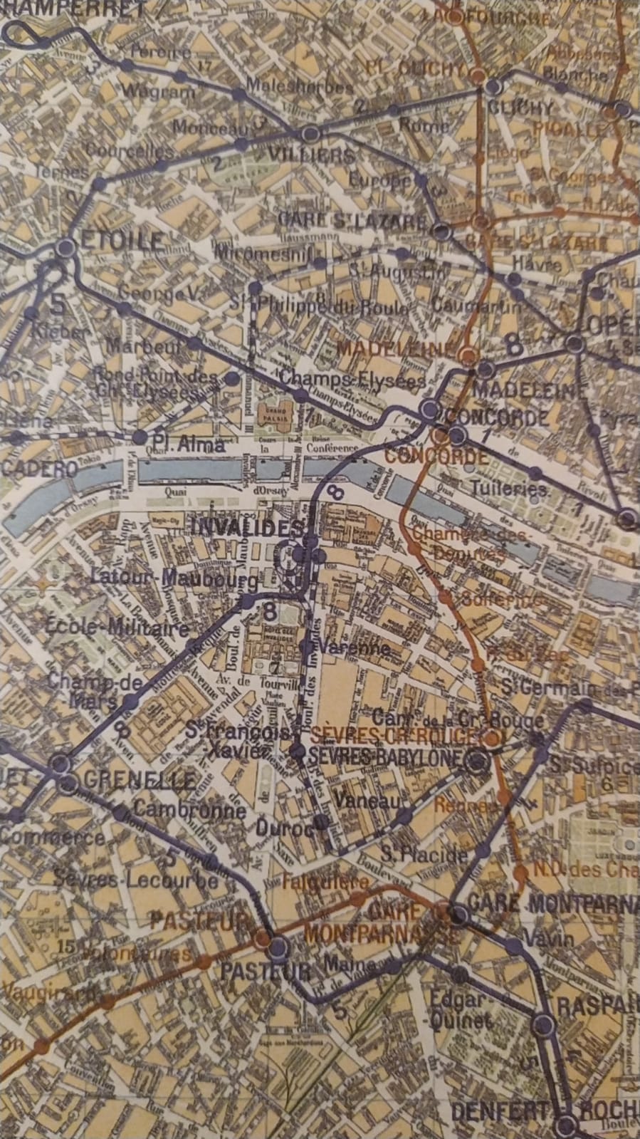 Map of the Paris Metro in 1920