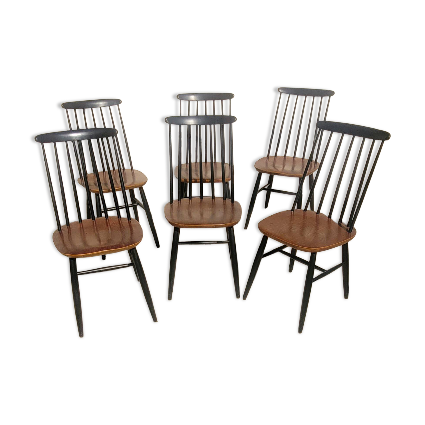 6 Vintage Scandinavian Fanett Chairs by Tapiovaara from the 1960s