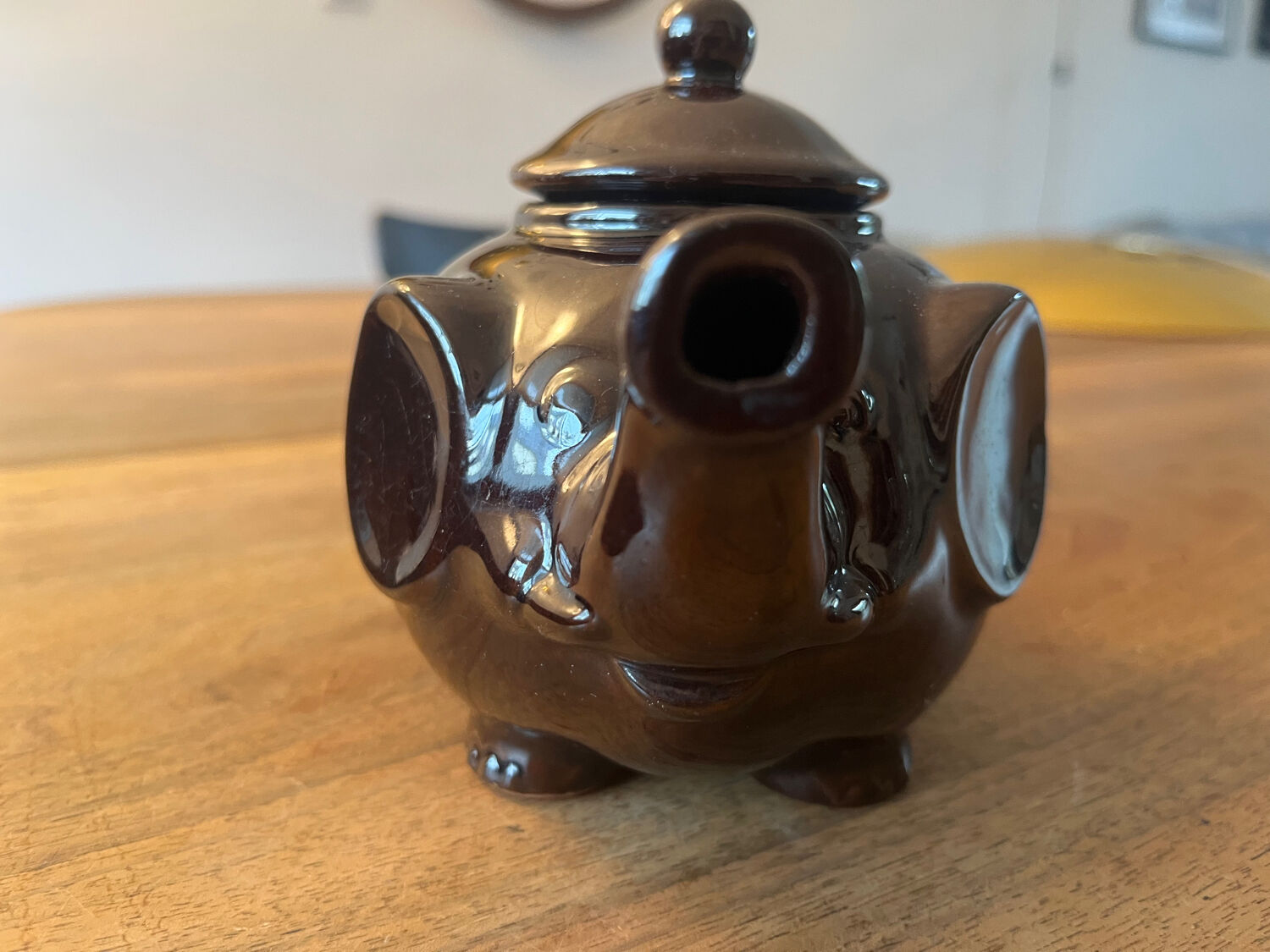 Brown ceramic teapot