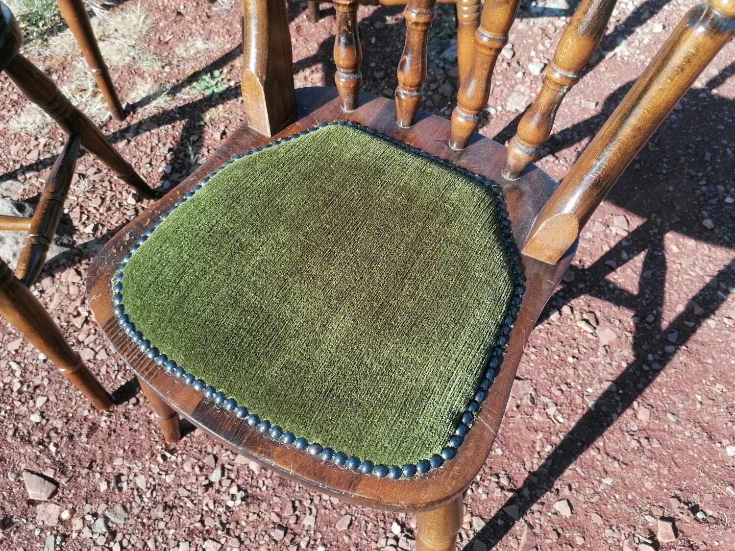 Set of 4 vintage reupholstered English country seat ltd bistro chairs