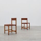 Pair of wood and leather Spanish chairs by Jordi Vilanova, ca. 1960