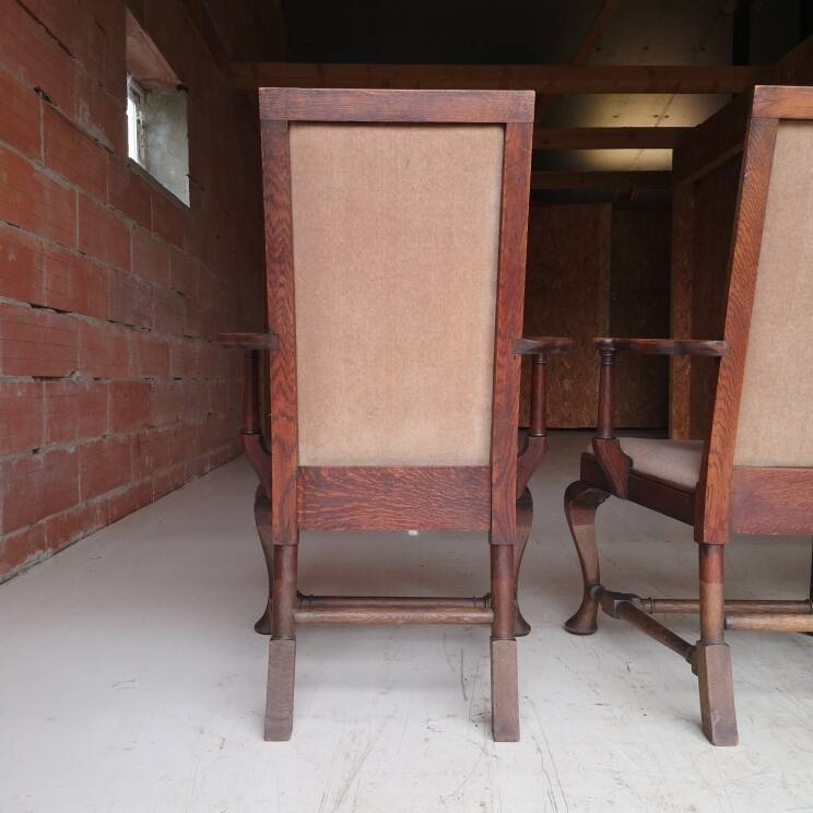3 fauteuils chippendale en chêne massif, XIXème siècle