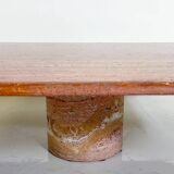 Red travertine coffee table attributed to Angelo Mangiarotti, Italy, 1970s