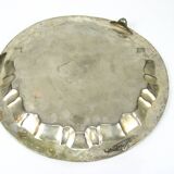 Silver-plated copper tray, on three legs