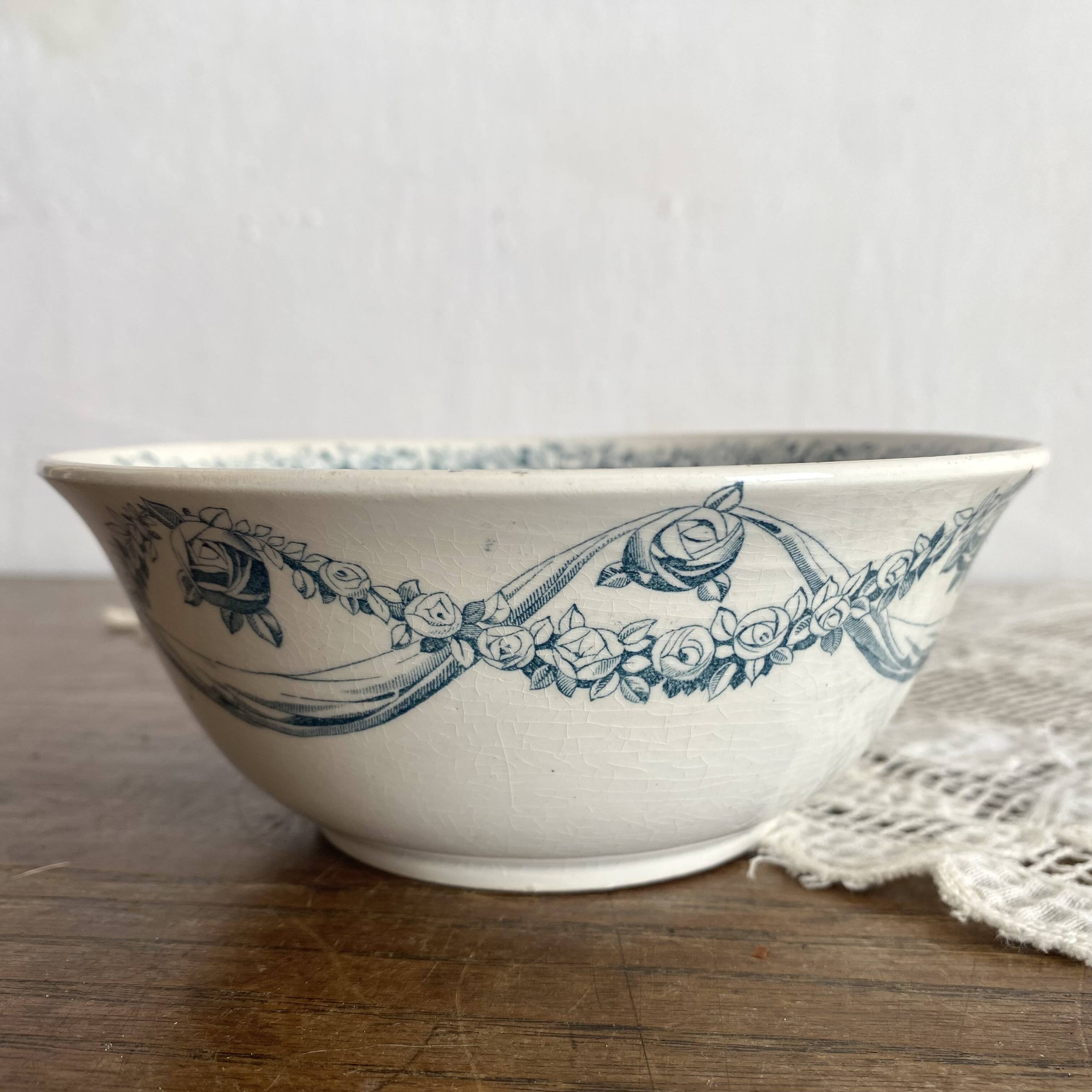 Antique ironstone bowl HBCM Roses