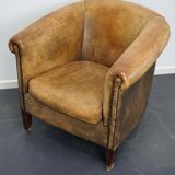 Vintage club chair in cognac-coloured leather Netherlands