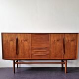 Scandinavian vintage teak highboard, Denmark 1960's